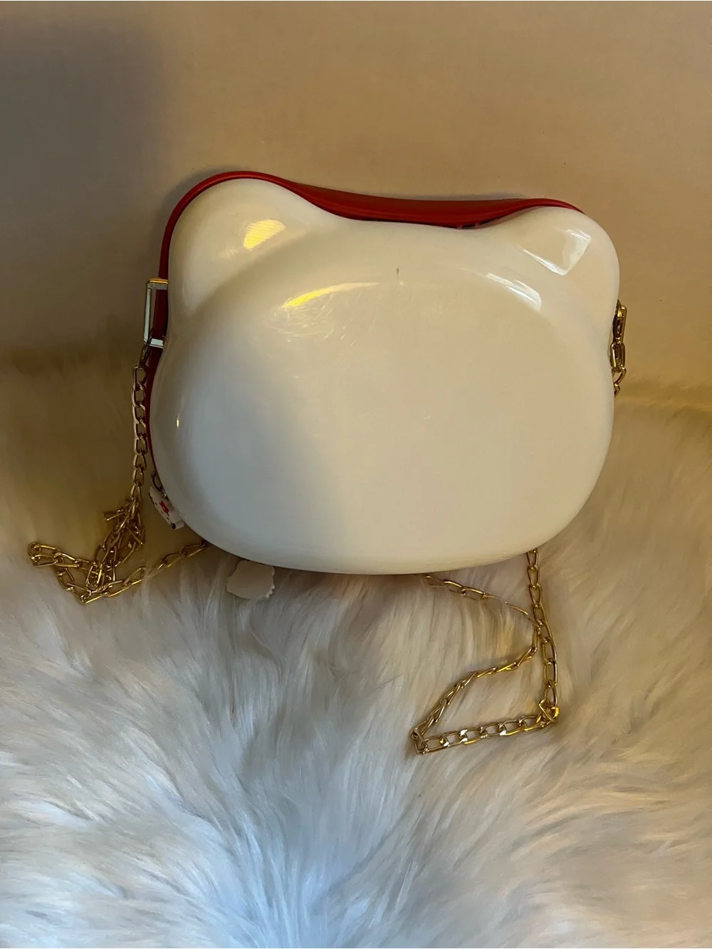 Hello Kitty White and Red Kids Crossbody Purse with Gold Chain